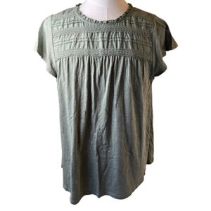 Ella Moss Cap Sleeve Top Olive Green XL